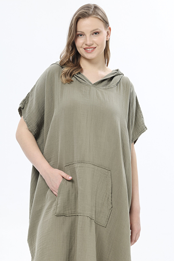 First Company Düşük Kollu V Yaka Loose Fit Unisex Müslin Sörf Pançosu 251U01OD Haki First Company Düşük Kollu V Yaka Loose Fit Unisex Müslin Sörf Pançosu 251U01OD Haki