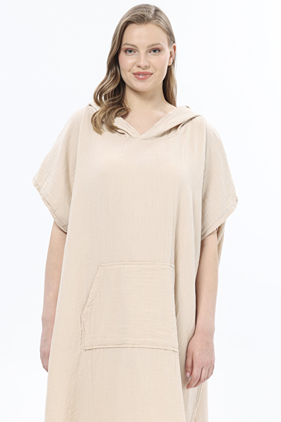 First Company Düşük Kollu V Yaka Loose Fit Unisex Müslin Sörf Pançosu 251U01OD Bej First Company Düşük Kollu V Yaka Loose Fit Unisex Müslin Sörf Pançosu 251U01OD Bej