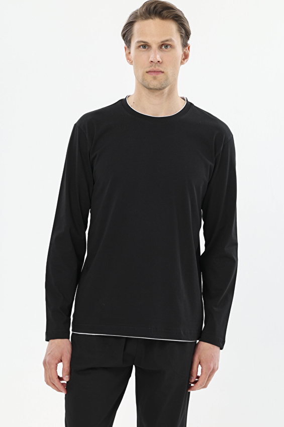 First Company Regular Fit Bisiklet Yaka Uzun Kollu Pamuk Düz Paça Erkek Biye Detaylı Pijama Takımı 251EP04KL Siyah/siyah First Company Regular Fit Bisiklet Yaka Uzun Kollu Pamuk Düz Paça Erkek Biye Detaylı Pijama Takımı 251EP04KL Siyah/siyah