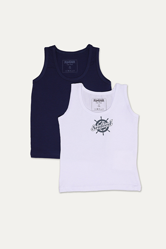 Funfair Erkek Çocuk Baskı Detaylı İkili Atlet 251EA03 Beyaz/lacivert Funfair Erkek Çocuk Baskı Detaylı İkili Atlet 251EA03 Beyaz/lacivert