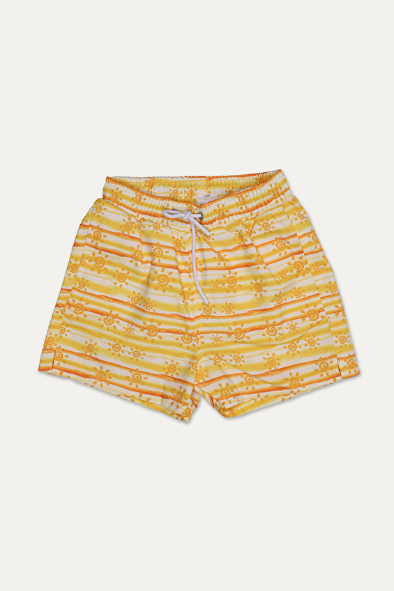 Funfair Regular Fit Beli Lastikli Polyester Bağlamalı Erkek Çocuk Güneş Baskılı Mayo Şort 251EC001NR Ekru/sarı Funfair Regular Fit Beli Lastikli Polyester Bağlamalı Erkek Çocuk Güneş Baskılı Mayo Şort 251EC001NR Ekru/sarı