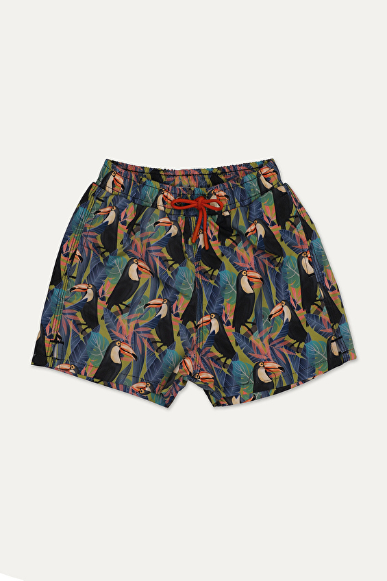Funfair Regular Fit Beli Lastikli Polyester Bağlamalı Erkek Çocuk Tucan Baskılı Mayo Şort 251EC003NR Yeşil/siyah Funfair Regular Fit Beli Lastikli Polyester Bağlamalı Erkek Çocuk Tucan Baskılı Mayo Şort 251EC003NR Yeşil/siyah