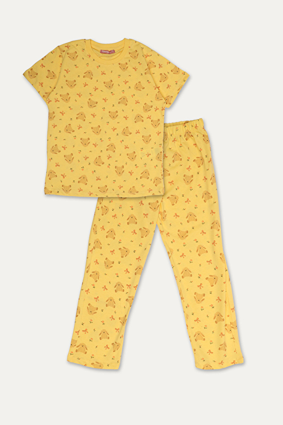 Funfair Regular Fit Bisiklet Yaka Pamuk Normal Bel Kısa Kollu Kız Çocuk Tavşan Baskılı Pijama Takımı 251KT06PL Sarı Funfair Regular Fit Bisiklet Yaka Pamuk Normal Bel Kısa Kollu Kız Çocuk Tavşan Baskılı Pijama Takımı 251KT06PL Sarı