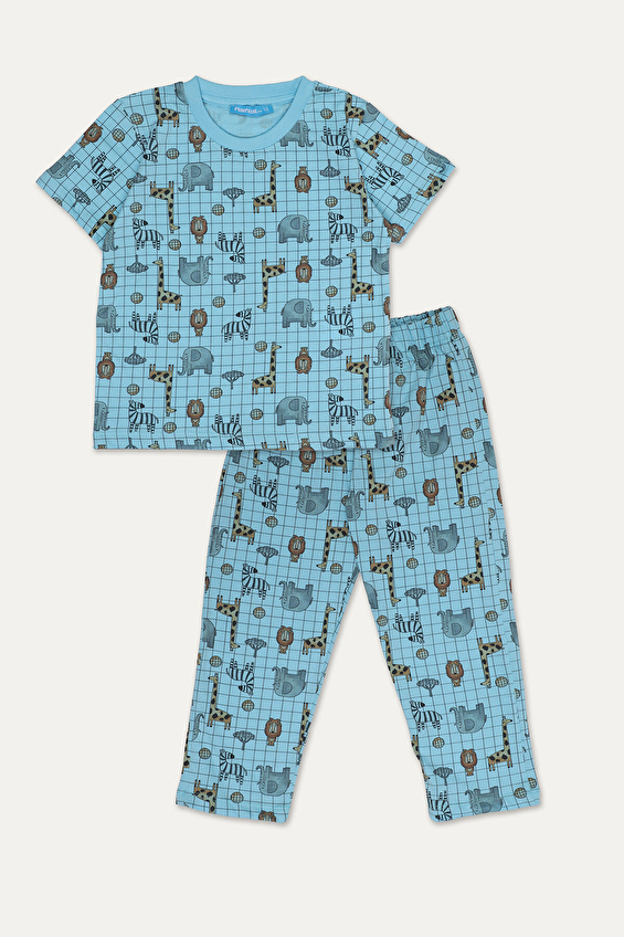 Funfair Regular Fit Bisiklet Yaka Pamuk Normal Bel Kısa Kollu Erkek Çocuk Hayvan Baskılı Pijama Takımı 251ET02PL Mavi Funfair Regular Fit Bisiklet Yaka Pamuk Normal Bel Kısa Kollu Erkek Çocuk Hayvan Baskılı Pijama Takımı 251ET02PL Mavi