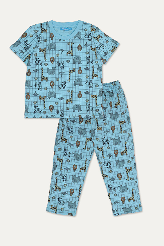 Funfair Erkek Çocuk Hayvan Baskılı Kısa Kollu Pijama Takımı 251ET02PL Funfair Erkek Çocuk Hayvan Baskılı Kısa Kollu Pijama Takımı 251ET02PL