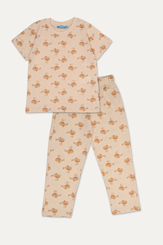 Funfair Regular Fit Bisiklet Yaka Pamuk Normal Bel Kısa Kollu Erkek Çocuk Balina Baskılı Pijama Takımı 251ET04PL Açık bej Funfair Regular Fit Bisiklet Yaka Pamuk Normal Bel Kısa Kollu Erkek Çocuk Balina Baskılı Pijama Takımı 251ET04PL Açık bej