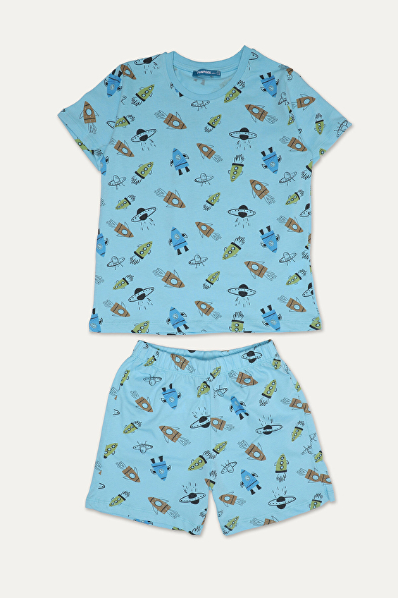 Funfair Erkek Çocuk Roket Baskılı Kısa Kollu Şort Takımı 251KC19PL Funfair Erkek Çocuk Roket Baskılı Kısa Kollu Şort Takımı 251KC19PL