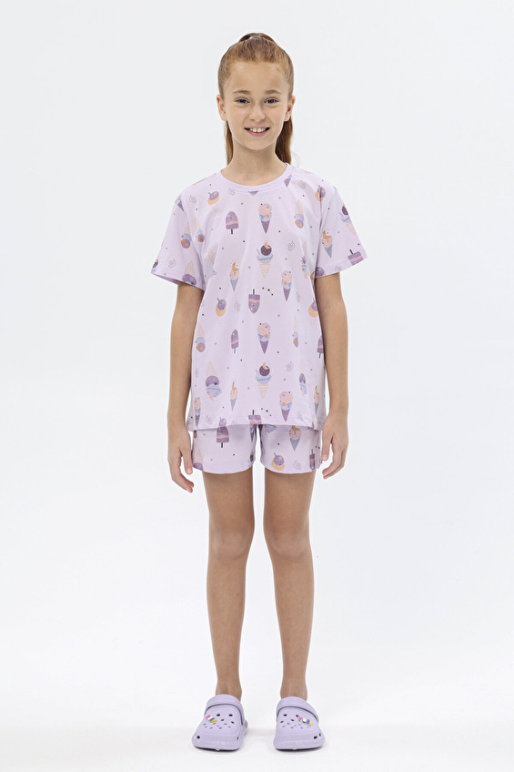 Funfair Kız Çocuk Dondurma Baskılı Kısa Kollu Şort Takımı Funfair Kız Çocuk Dondurma Baskılı Kısa Kollu Şort Takımı