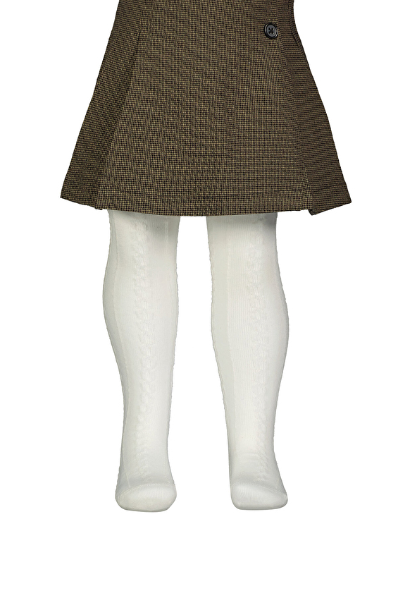 Funfair Kız Çocuk Zincir Şal Desenli Külotlu Çorap 252ST205KC Ekru