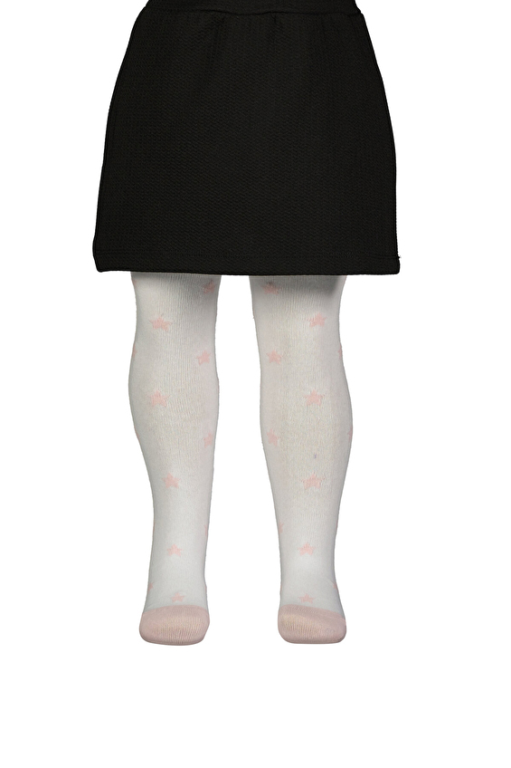 Funfair Kız Çocuk Yıldız Desenli Külotlu Çorap 252ST208KC Beyaz