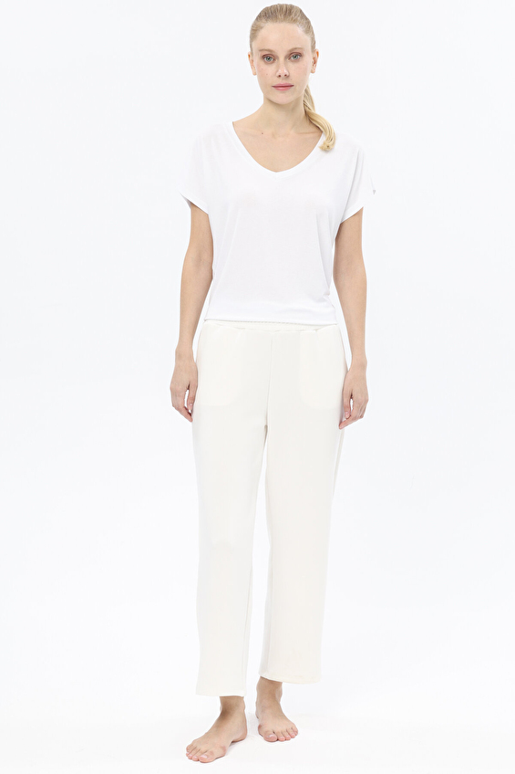 Shefame Lastikli Bel Düz Paça Rahat Fit Kadın Eşofman Altı 252K7006TR Ekru Shefame Lastikli Bel Düz Paça Rahat Fit Kadın Eşofman Altı 252K7006TR Ekru