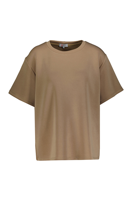 Shefame Bisiklet Yaka Oversize Fit Kadın Oversize Pijama Üstü 252K7008TR Bej Shefame Bisiklet Yaka Oversize Fit Kadın Oversize Pijama Üstü 252K7008TR Bej