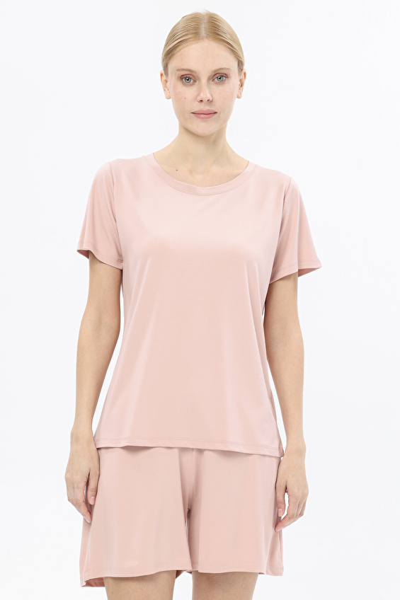 Shefame Bisiklet Yaka Rahat Fit Kadın Kısa Kollu Pijama Üstü 252K7010TR Pembe Shefame Bisiklet Yaka Rahat Fit Kadın Kısa Kollu Pijama Üstü 252K7010TR Pembe