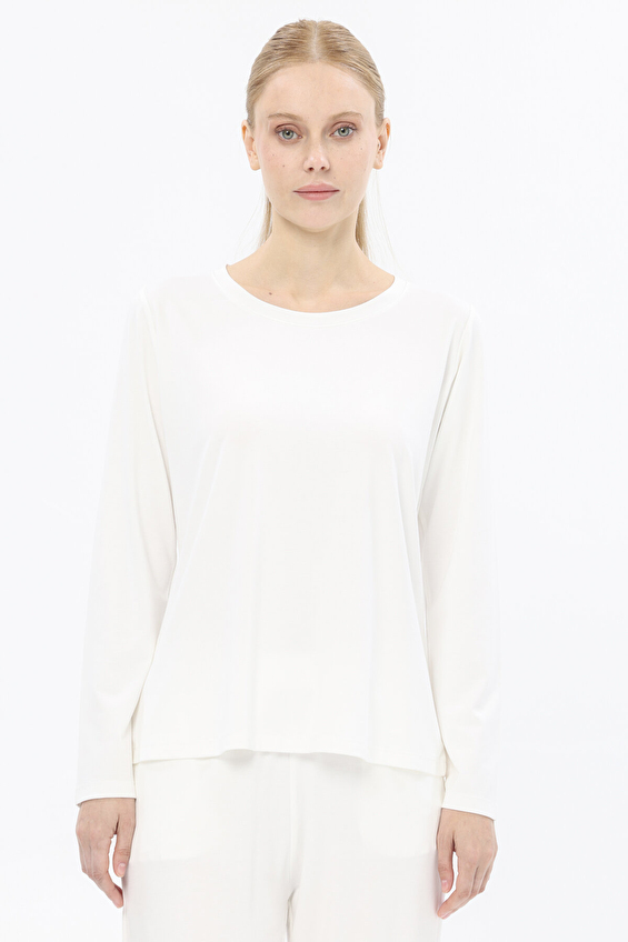 Shefame Bisiklet Yaka Rahat Fit Kadın Uzun Kollu Pijama Üstü 252K7011TR Ekru Shefame Bisiklet Yaka Rahat Fit Kadın Uzun Kollu Pijama Üstü 252K7011TR Ekru