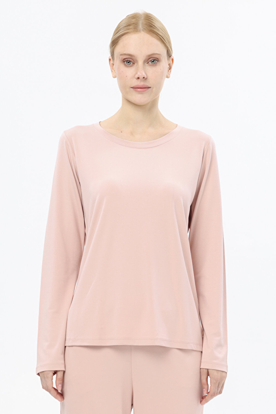 Shefame Bisiklet Yaka Rahat Fit Kadın Uzun Kollu Pijama Üstü 252K7011TR Pembe Shefame Bisiklet Yaka Rahat Fit Kadın Uzun Kollu Pijama Üstü 252K7011TR Pembe