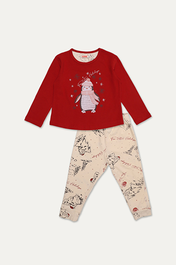Funfair Regular Fit Bisiklet Yaka Örme Düz Paça Normal Bel Kız Çocuk Pijama Takımı 251KC512SV Kırmızı Funfair Regular Fit Bisiklet Yaka Örme Düz Paça Normal Bel Kız Çocuk Pijama Takımı 251KC512SV Kırmızı