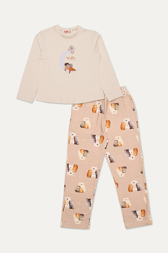 Funfair Regular Fit Bisiklet Yaka Örme Düz Paça Normal Bel Kız Çocuk Pijama Takımı 251KC520SV Vanilya Funfair Regular Fit Bisiklet Yaka Örme Düz Paça Normal Bel Kız Çocuk Pijama Takımı 251KC520SV Vanilya