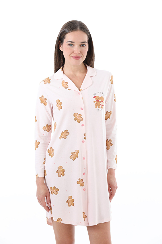 Shefame Regular Fit Örme Apaş Yaka Düz Paça Normal Bel Kadın Gecelik 252K7045SV Açık pembe Shefame Regular Fit Örme Apaş Yaka Düz Paça Normal Bel Kadın Gecelik 252K7045SV Açık pembe