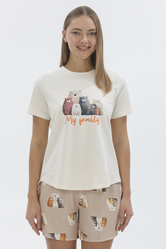 Shefame Regular Fit Bisiklet Yaka Örme Düz Paça Normal Bel Kadın Şort Takımı 252K7081SV Vanilya Shefame Regular Fit Bisiklet Yaka Örme Düz Paça Normal Bel Kadın Şort Takımı 252K7081SV Vanilya