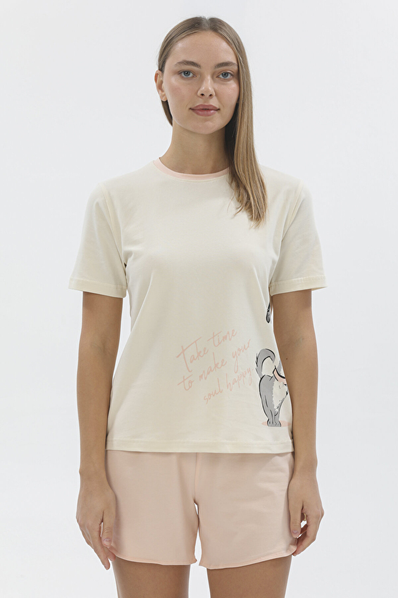 Shefame Regular Fit Bisiklet Yaka Örme Düz Paça Normal Bel Kadın Şort Takımı 252K7082SV Vanilya Shefame Regular Fit Bisiklet Yaka Örme Düz Paça Normal Bel Kadın Şort Takımı 252K7082SV Vanilya