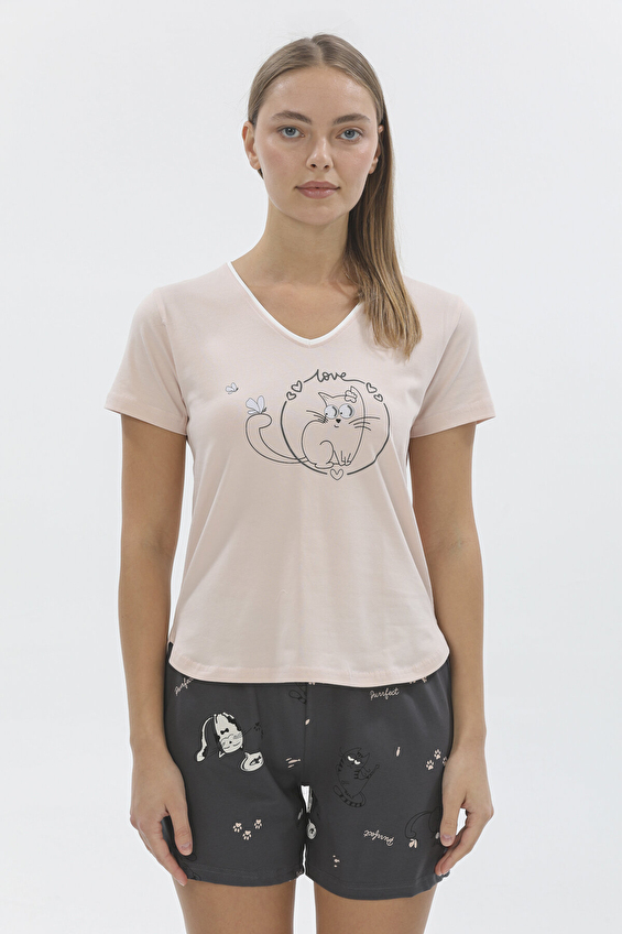 Shefame Regular Fit Bisiklet Yaka Örme Düz Paça Normal Bel Kadın Şort Takımı 252K7083SV Antrasit/tarçın Shefame Regular Fit Bisiklet Yaka Örme Düz Paça Normal Bel Kadın Şort Takımı 252K7083SV Antrasit/tarçın