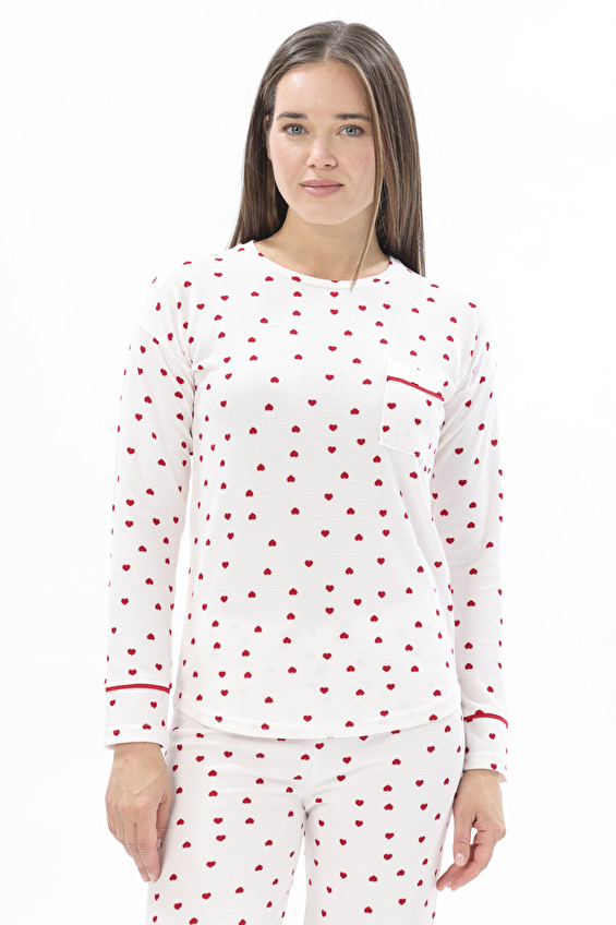 Shefame Bisiklet Yaka Kadın Pijama Takımı 252K7088PI Beyaz Shefame Bisiklet Yaka Kadın Pijama Takımı 252K7088PI Beyaz