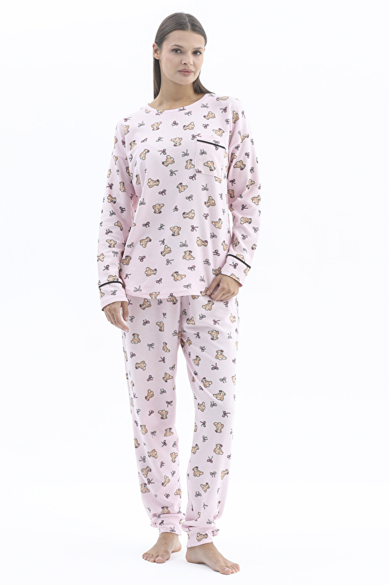 Shefame Bisiklet Yaka Kadın Pijama Takımı 252K7091PI Pudra Shefame Bisiklet Yaka Kadın Pijama Takımı 252K7091PI Pudra