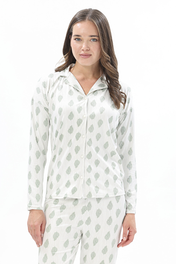 Shefame Düğmeli Kadın Pijama Takımı 252K7101PI Çağla Shefame Düğmeli Kadın Pijama Takımı 252K7101PI Çağla