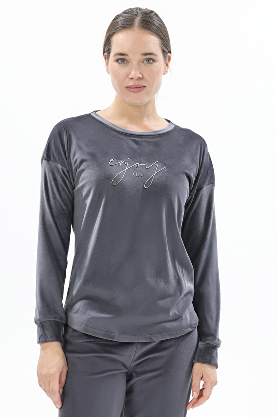 Shefame Bisiklet Yaka Kadın Pijama Takımı 252K7106PI Antrasit Shefame Bisiklet Yaka Kadın Pijama Takımı 252K7106PI Antrasit