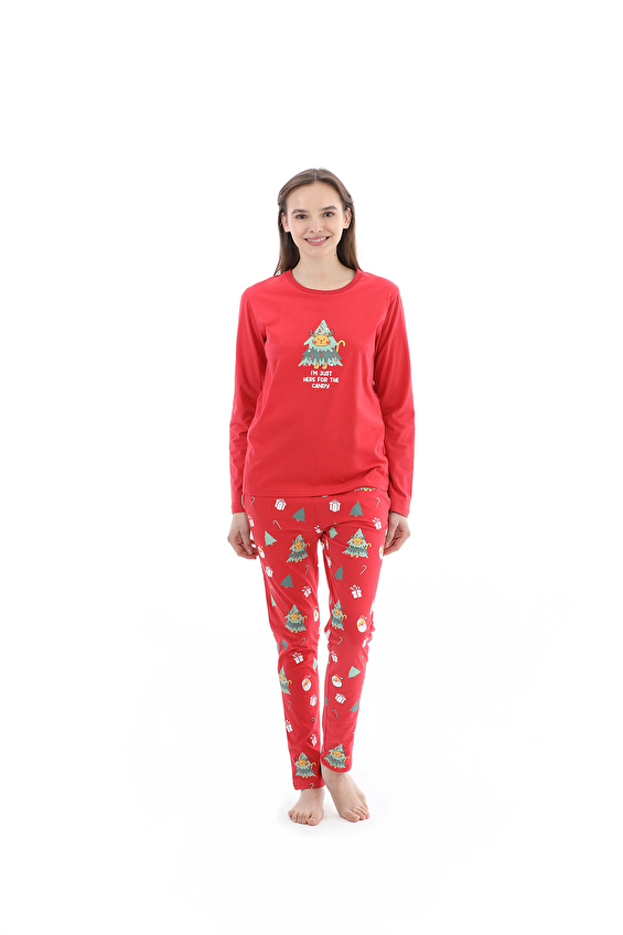 Shefame Kadın Yılbaşı Temalı Pijama Takımı 252K7125TK Kırmızı/kırmızı Shefame Kadın Yılbaşı Temalı Pijama Takımı 252K7125TK Kırmızı/kırmızı