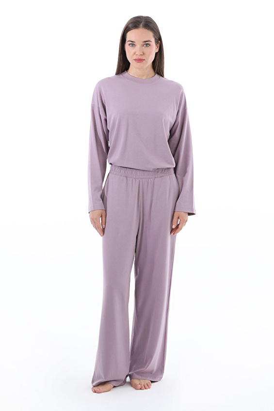 Cottons & Clouds Palazzo Paça Lastikli Bel Loose Fit Pamuk-Modal Kadın Pijama Altı CC7133 Lila Cottons & Clouds Palazzo Paça Lastikli Bel Loose Fit Pamuk-Modal Kadın Pijama Altı CC7133 Lila