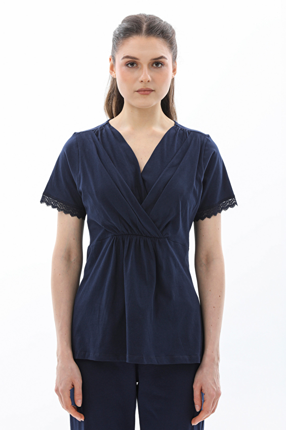 Shefame Kadın Lohusa Pijama Takımı 261K7010PM Lacivert Shefame Kadın Lohusa Pijama Takımı 261K7010PM Lacivert