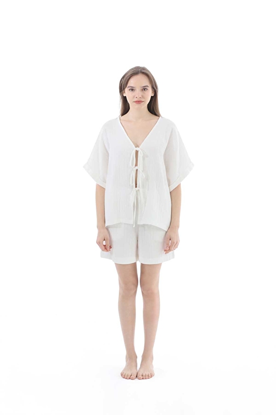 Cottons & Clouds Kadın Şort Takımı CC7006 Beyaz Cottons & Clouds Kadın Şort Takımı CC7006 Beyaz