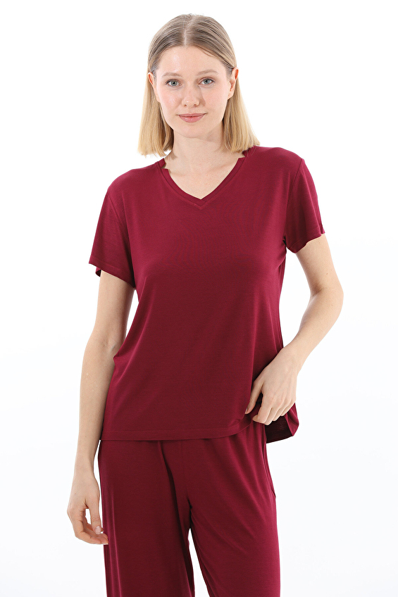 Shefame Regular Fit Bisiklet Yaka Düz Paça Kadın Pijama Takımı 261K7020SV Mürdüm Shefame Regular Fit Bisiklet Yaka Düz Paça Kadın Pijama Takımı 261K7020SV Mürdüm