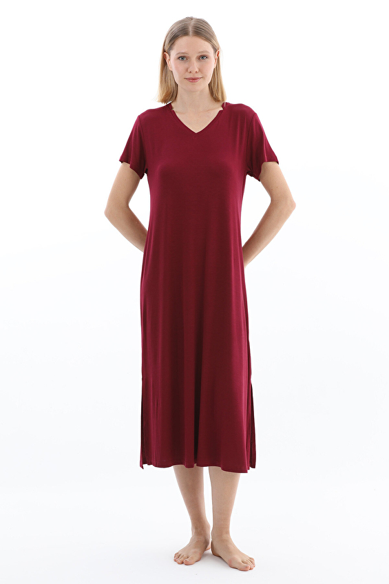 Shefame Regular Fit Bisiklet Yaka Düz Paça Kadın Gecelik 261K7022SV Mürdüm Shefame Regular Fit Bisiklet Yaka Düz Paça Kadın Gecelik 261K7022SV Mürdüm