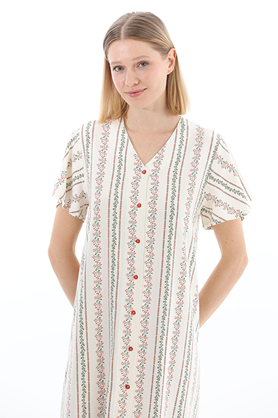 Shefame Regular Fit Bisiklet Yaka Düz Paça Kadın Gecelik 261K7025SV Ekru Shefame Regular Fit Bisiklet Yaka Düz Paça Kadın Gecelik 261K7025SV Ekru