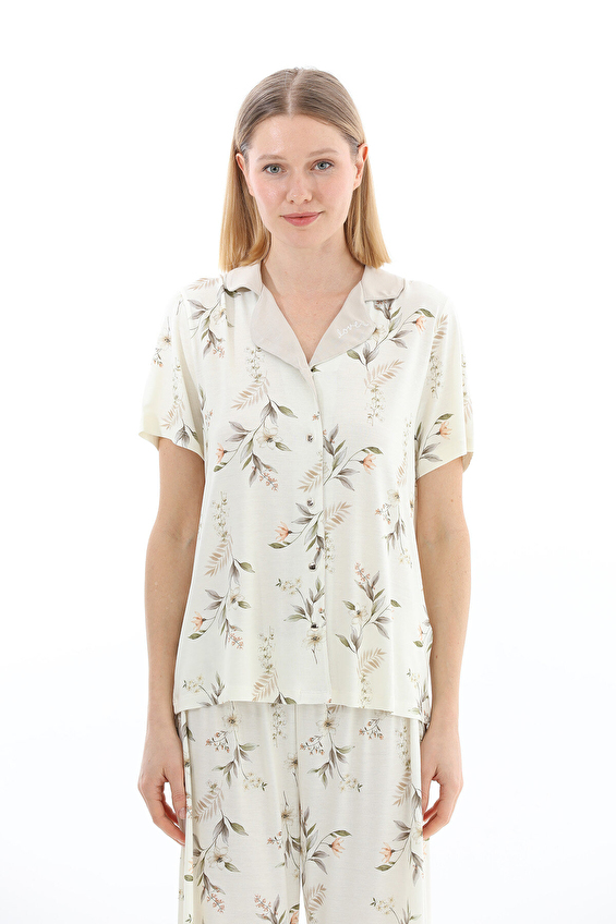 Shefame Regular Fit Bisiklet Yaka Düz Paça Kadın Pijama Takımı 261K7033SV Ekru Shefame Regular Fit Bisiklet Yaka Düz Paça Kadın Pijama Takımı 261K7033SV Ekru