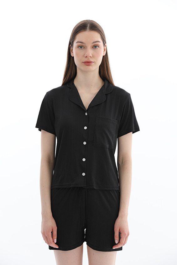 Shefame Kadın Şort Takımı 261K7042PI Siyah Shefame Kadın Şort Takımı 261K7042PI Siyah