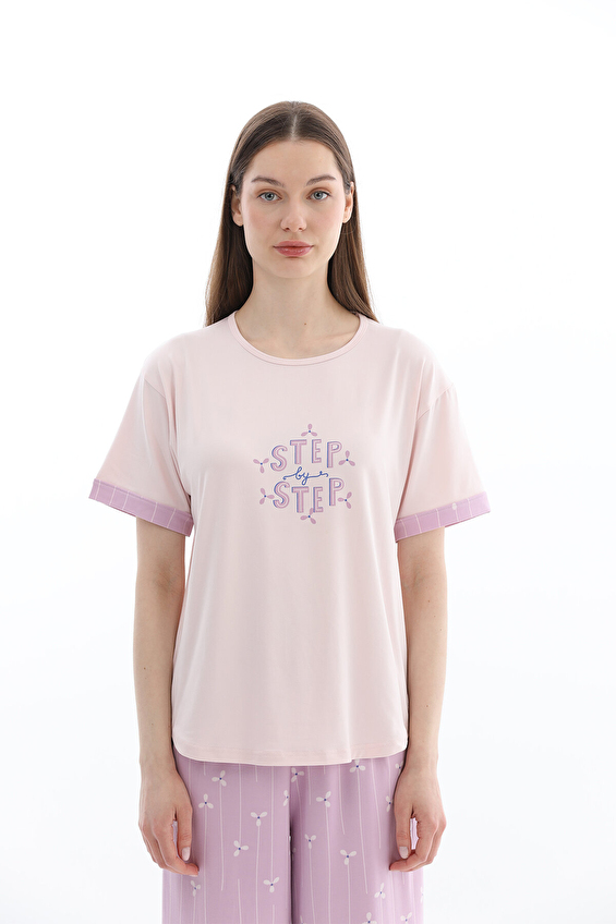 Shefame Kadın Kısa Kollu Kapri Pijama Takımı 261K7089PI Açık pembe Shefame Kadın Kısa Kollu Kapri Pijama Takımı 261K7089PI Açık pembe