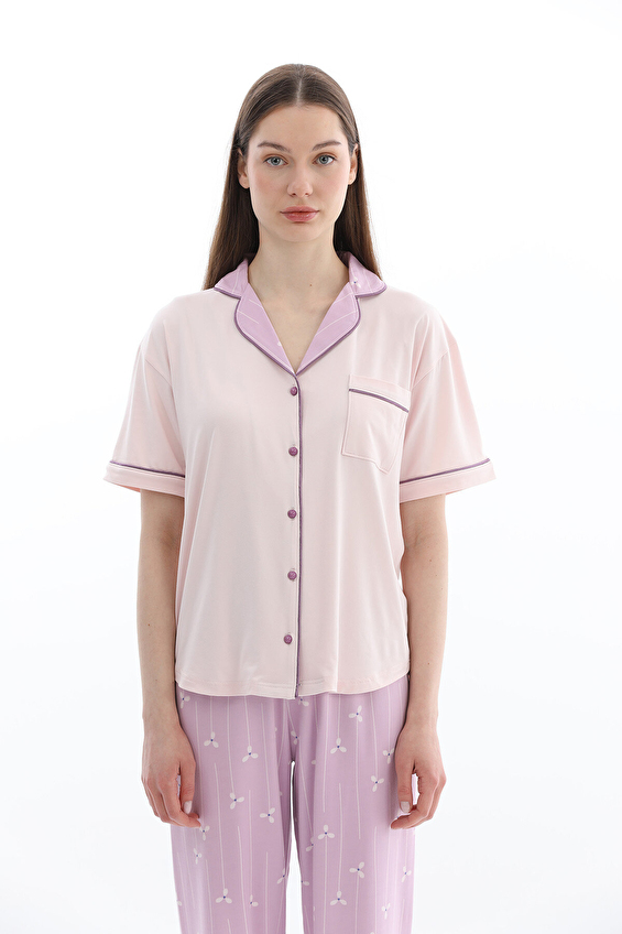 Shefame Kadın Kısa Kollu Önden Düğmeli Pijama Takımı 261K7091PI Açık pembe Shefame Kadın Kısa Kollu Önden Düğmeli Pijama Takımı 261K7091PI Açık pembe