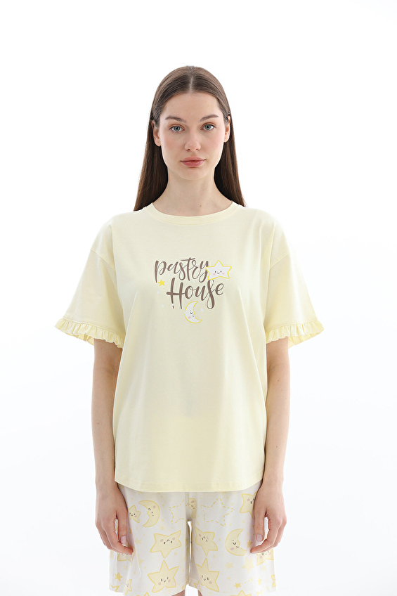 Shefame Kadın Likralı Kompakt Penye Şort Takım 261K7094PI Sarı Shefame Kadın Likralı Kompakt Penye Şort Takım 261K7094PI Sarı