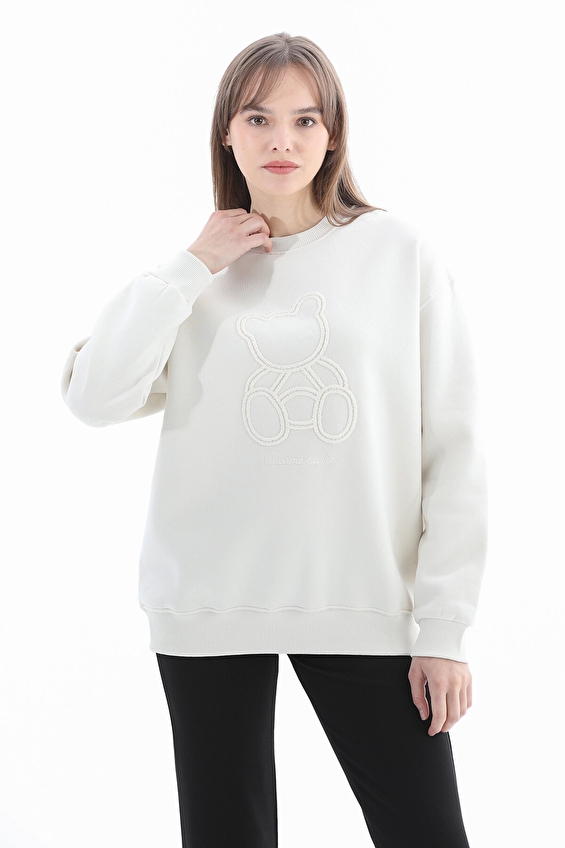 First Company Denim Kadın Sweatshirt 2524BS210001 Ekru First Company Denim Kadın Sweatshirt 2524BS210001 Ekru