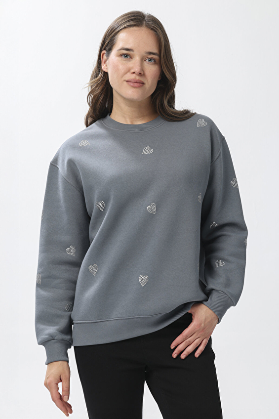 First Company Kadın Sweatshirt 2524BS210011 Antrasit First Company Kadın Sweatshirt 2524BS210011 Antrasit