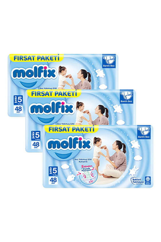 Molfix Bebek Bezi Fırsat Paketi Junior (5) 11-18 Kg 3 x 48li