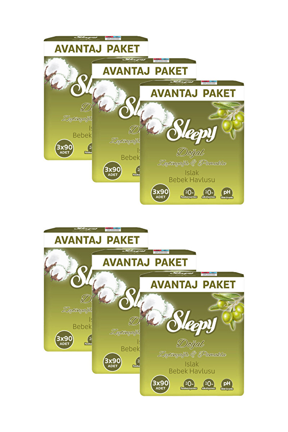 Sleepy Islak Havlu Zeytinyağlı (3x90'lı) x 6