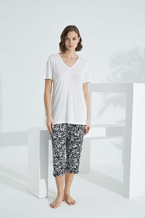 Etoile Kadın Pijama Takımı 71037 KRM/SYH Krem/siyah Etoile Kadın Pijama Takımı 71037 KRM/SYH Krem/siyah