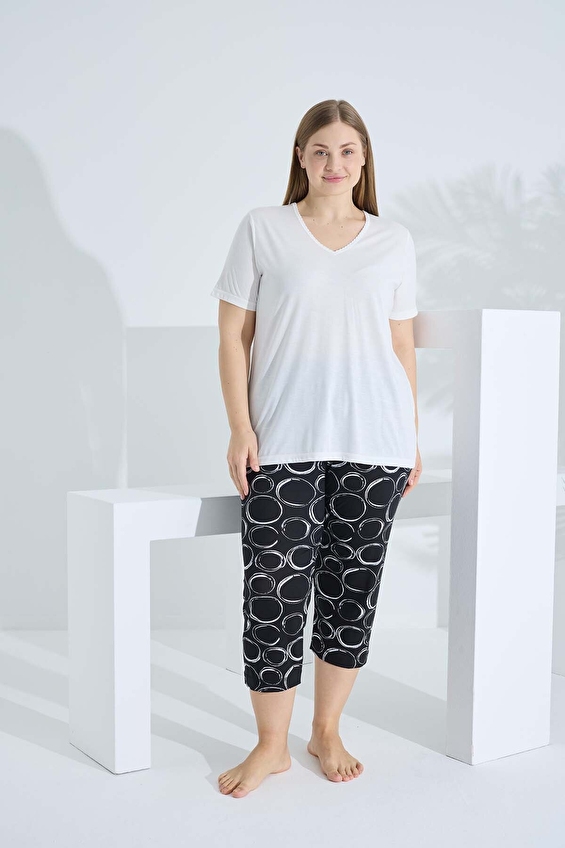 Etoile Kadın Pijama Takımı 71040BB KRM/SYH Krem/siyah Etoile Kadın Pijama Takımı 71040BB KRM/SYH Krem/siyah