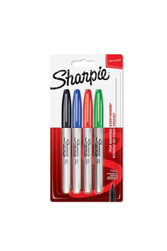 Sharpie Fine Permanent Markör Kalem Standart Renkler 3+1 Paket