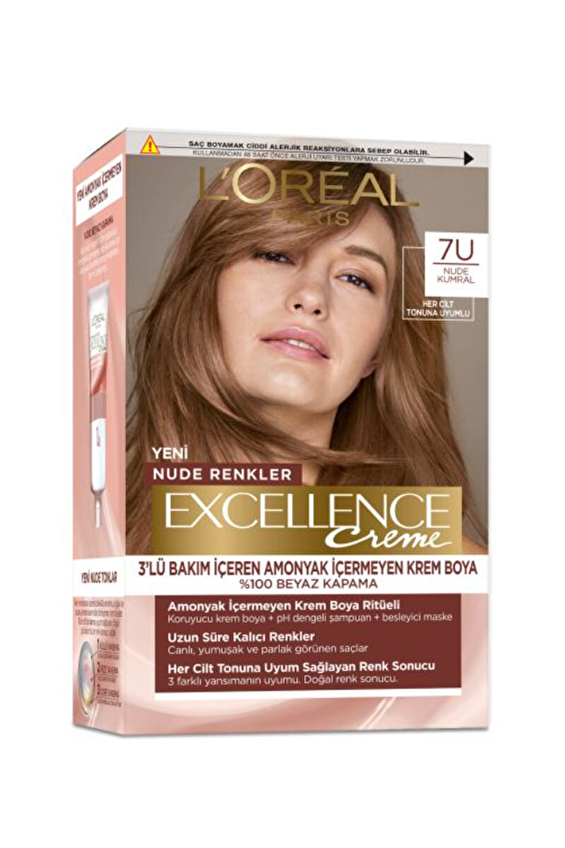 Loreal Excellence Creme Nude Renkler Saç Boyası 7U Kumral