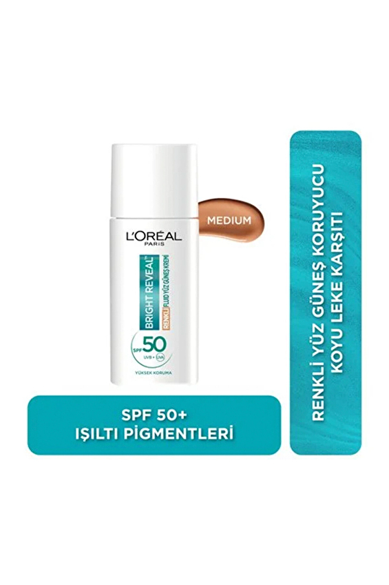 Loreal Paris Bright Reveal Yüz Güneş Kremi Medium 50 ml Loreal Paris Bright Reveal Yüz Güneş Kremi Medium 50 ml